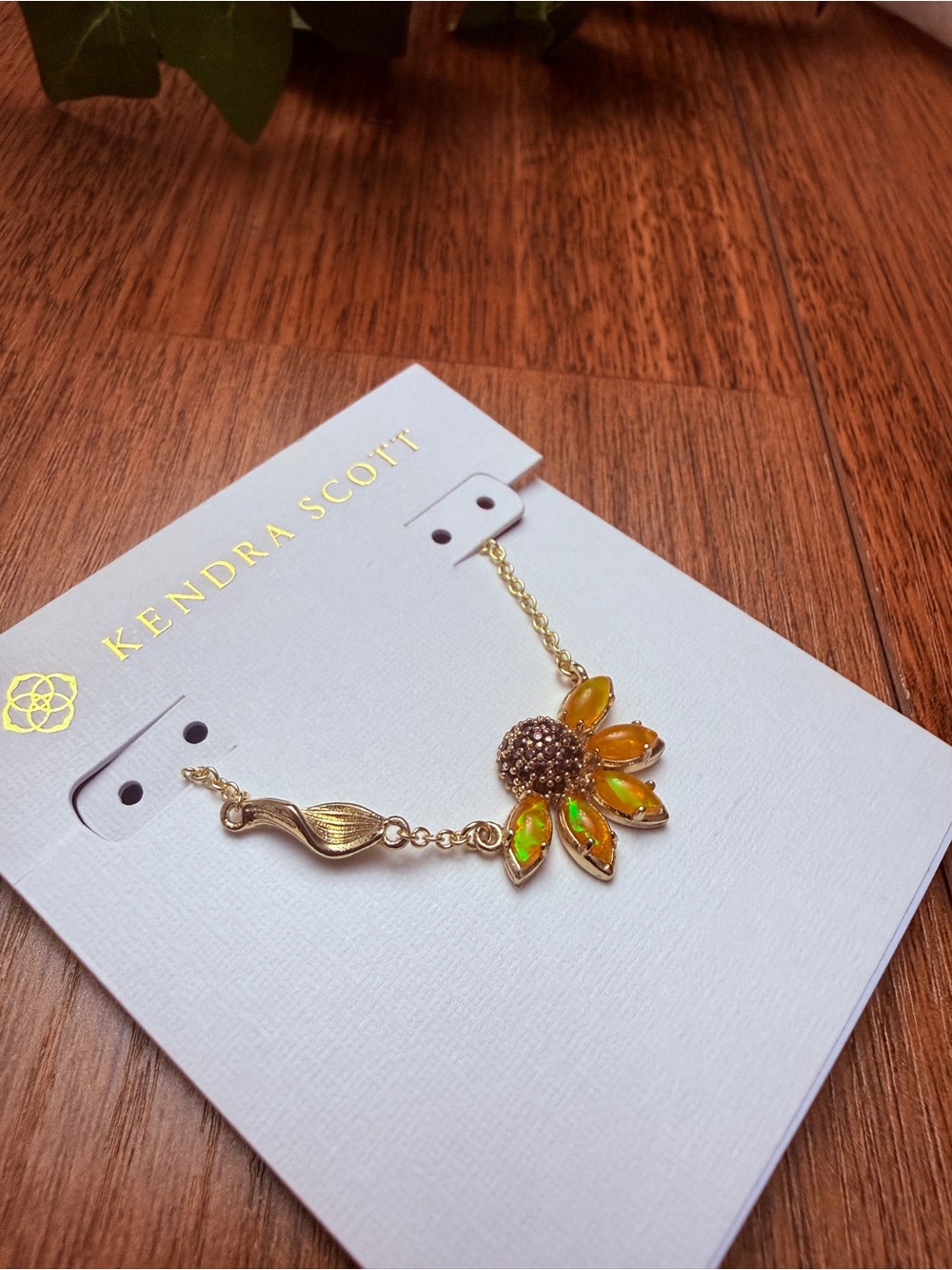 Kendra Scott Gold Sunflower Necklace with Amber-Opal Petals